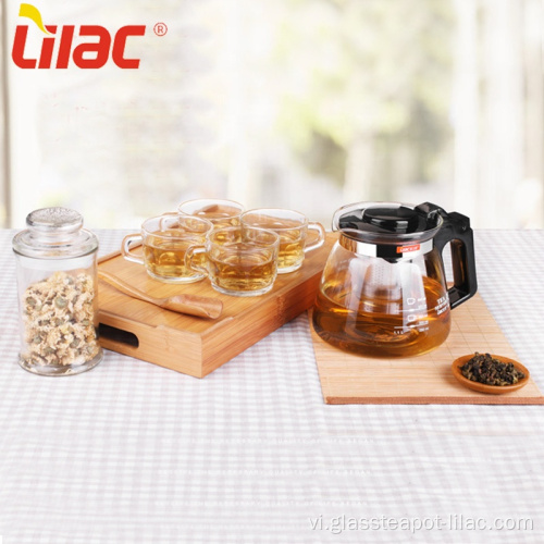 Lilac MIỄN PHÍ mẫu 1100ml + 160ml * 4 bộ ấm trà thủy tinh